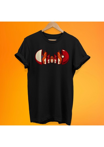 Pokemon Charmender Matruşka Baskılı %100 Pamuk Oversize T Shirt