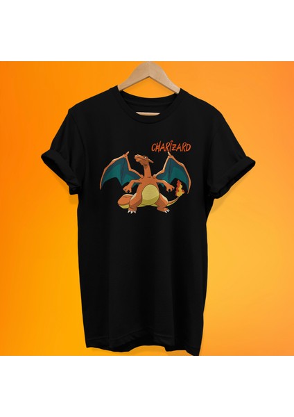 Pokemon Charizard Baskılı %100 Pamuk Oversize T-Shirt Büyük Beden Tişört