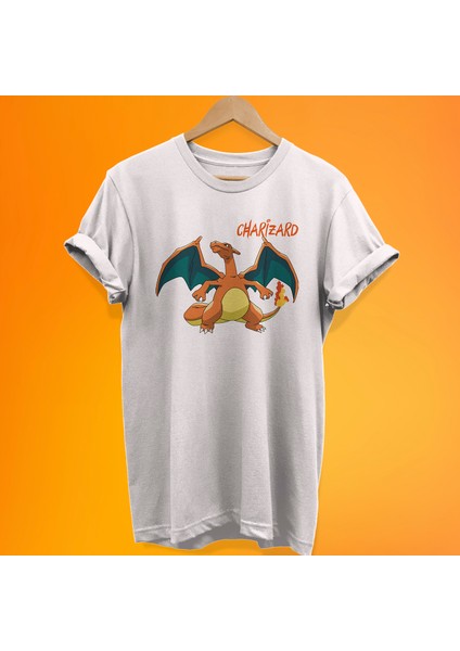 Pokemon Charizard Baskılı %100 Pamuk Oversize T-Shirt Büyük Beden Tişört