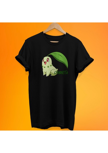 Pokemon Chıkorita Baskılı %100 Pamuk Oversize T-Shirt Büyük Beden Tişört