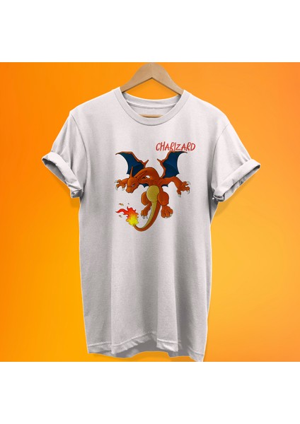 Pokemon Charizard Baskılı %100 Pamuk Oversize T-Shirt Büyük Beden Tişört