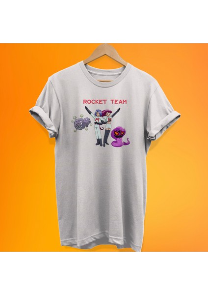Pokemon Rocket Team Baskılı %100 Pamuk Oversize T-Shirt Büyük Beden Tişört