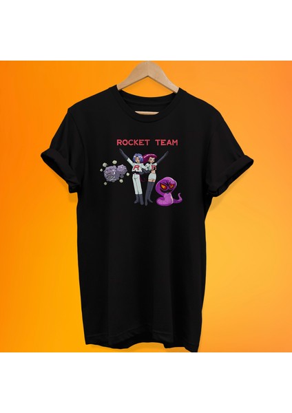 Pokemon Rocket Team Baskılı %100 Pamuk Oversize T-Shirt Büyük Beden Tişört