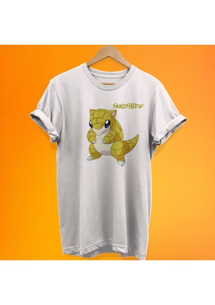 Pokemon Sandshrew Baskılı %100 Pamuk Oversize T-Shirt Büyük Beden Tişört