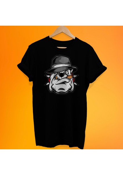 Bulldog Baskılı %100 Pamuk Oversize T-Shirt Büyük Beden Tişört