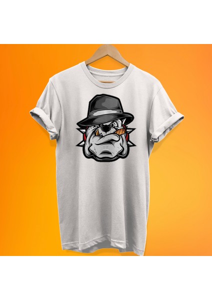 Bulldog Baskılı %100 Pamuk Oversize T-Shirt Büyük Beden Tişört