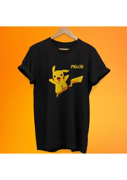 Pokemon Pikachu Baskılı %100 Pamuk Oversize T-Shirt Büyük Beden Tişört
