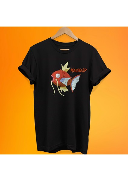 Pokemon Magikarp Baskılı %100 Pamuk Oversize T-Shirt Büyük Beden Tişört