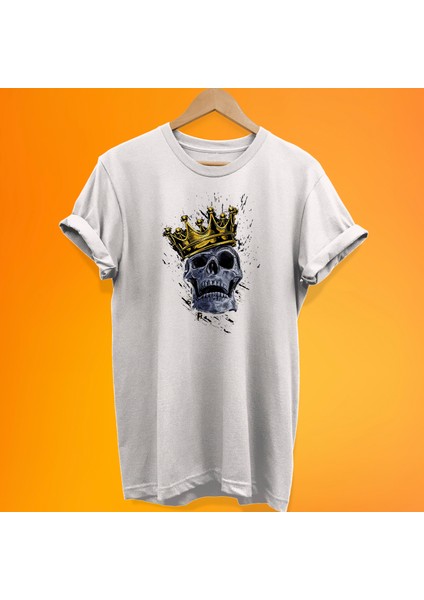 Kral Kuru Kafa Baskılı O%100 Pamuk Oversize T-Shirt Büyük Beden Tişört