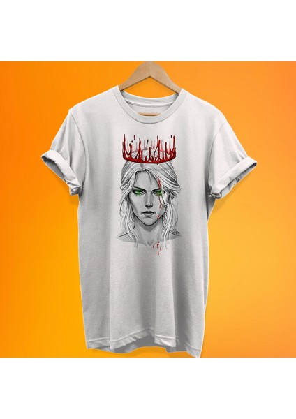 Kanlı Taç Baskılı %100 Pamuk Oversize T-Shirt Büyük Beden Tişört