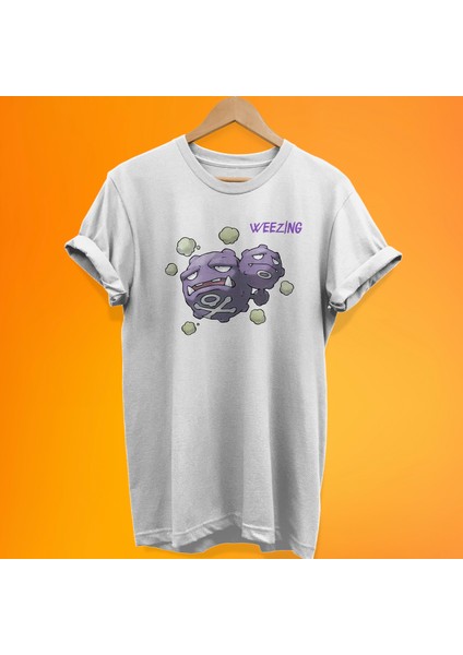 Pokemon Weezing Baskılı %100 Pamuk Oversize T-Shirt Büyük Beden Tişört