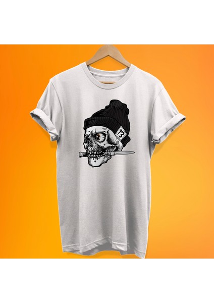 Bereli Kuru Kafa Baskılı %100 Pamuk Oversize T-Shirt Büyük Beden Tişört