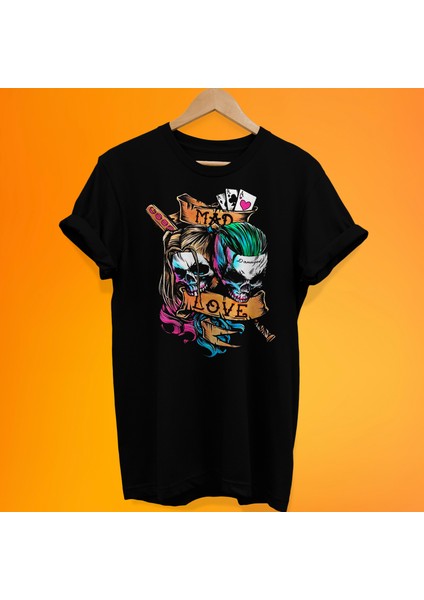 Harley Queen Joker Baskılı %100 Pamuk Oversize T-Shirt Büyük Beden Tişört