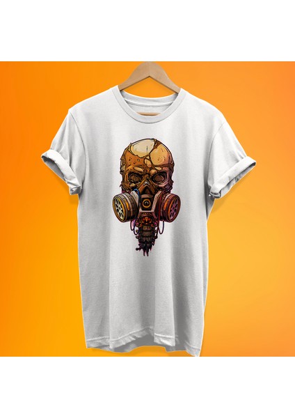 Maskeli Kuru Kafa Baskılı %100 Pamuk Oversize T-Shirt Büyük Beden Tişört