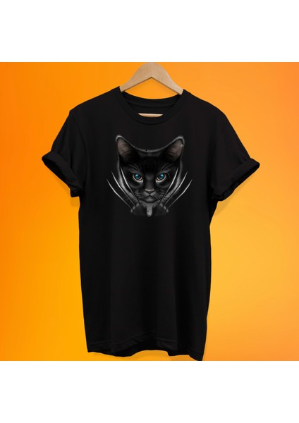 Wolverine Kedi Baskılı %100 Pamuk Oversize T-Shirt Büyük Beden Tişört