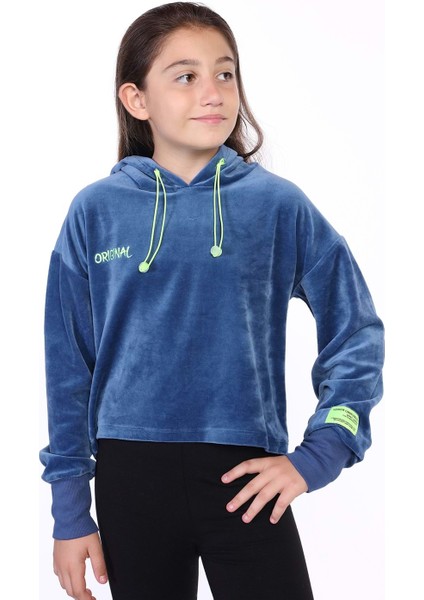 Toontoy Kız Çocuk Kapüşonlu Kadife Sweatshirt
