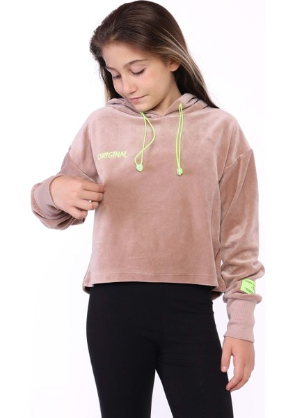 Toontoy Kız Çocuk Kapüşonlu Kadife Sweatshirt