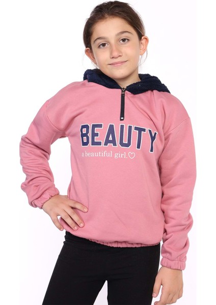 Toontoy Kız Çocuk Kapüşonlu Baskılı Sweatshirt