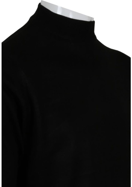 Erkek Siyah Kazak Yarım Balıkçı Yünlü Klasik Normal Kesim RAR00792 fırsatları