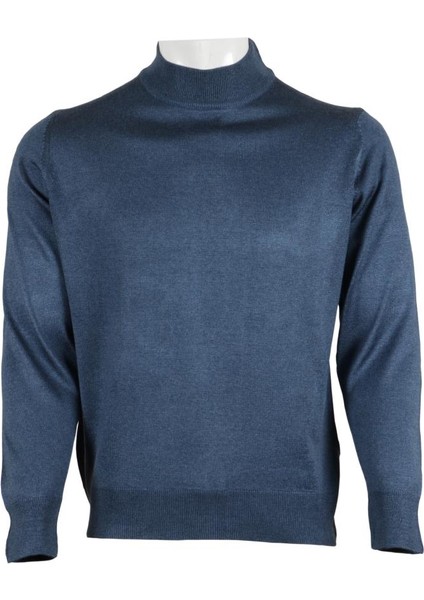 Erkek Mavi Kazak Yarım Balıkçı Yünlü Klasik Normal Kesim RAR00797