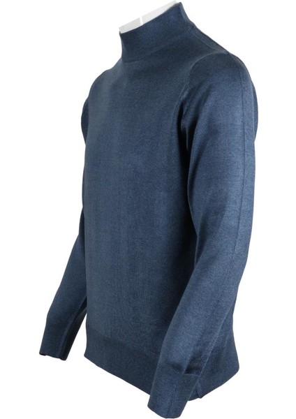 Erkek Mavi Kazak Yarım Balıkçı Yünlü Klasik Normal Kesim RAR00797 modelleri