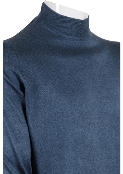 Erkek Mavi Kazak Yarım Balıkçı Yünlü Klasik Normal Kesim RAR00797 fırsatları