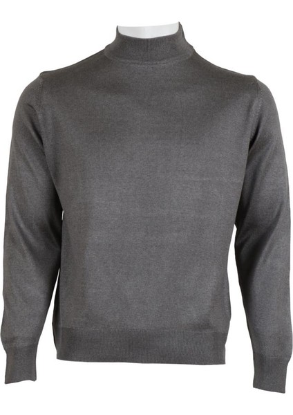 Erkek Gri Kazak Yarım Balıkçı Yünlü Klasik Normal Kesim RAR00800