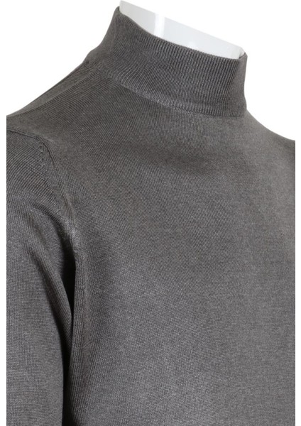 Erkek Gri Kazak Yarım Balıkçı Yünlü Klasik Normal Kesim RAR00800 fırsatları