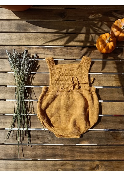 Handmade Pamuk El Örgüsü Bebek Kısa Kol Tulum, Yeni Doğan Hastane Eve Dönüş Kıyafeti