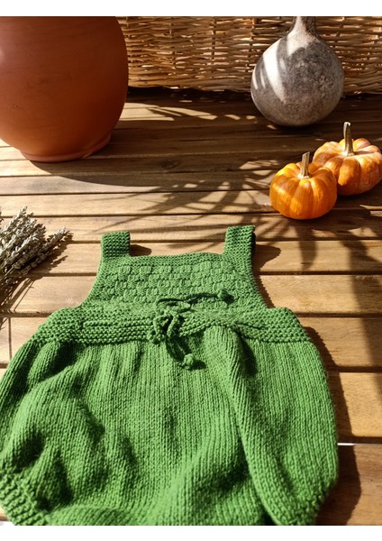 Handmade Pamuk El Örgüsü Bebek Kısa Kol Tulum, Yeni Doğan Hastane Eve Dönüş Kıyafeti