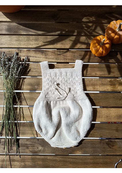 Handmade Pamuk El Örgüsü Bebek Kısa Kol Tulum, Yeni Doğan Hastane Eve Dönüş Kıyafeti