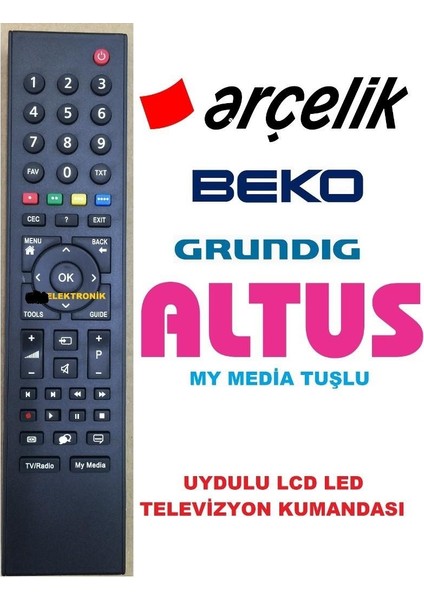 Arçelik Cec Beko Altus Grundig My Uydulu LCD LED Tv Kumandası modelleri