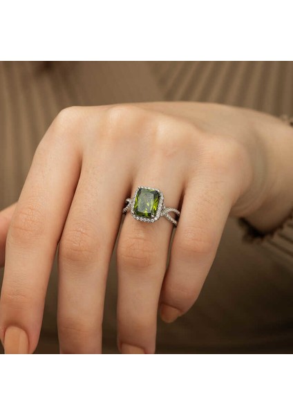 ​gümüş Yeşil Baget Bayan Yüzük