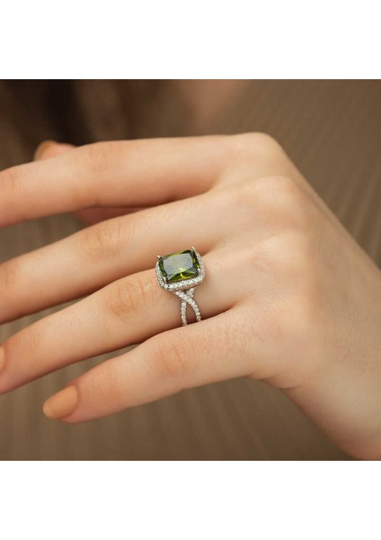 ​gümüş Yeşil Baget Bayan Yüzük fiyatları