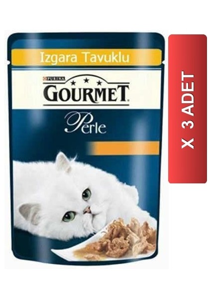 Gourmet Perle Izgara Tavuklu Yaş Kedi Maması 85 Gram 3'lü