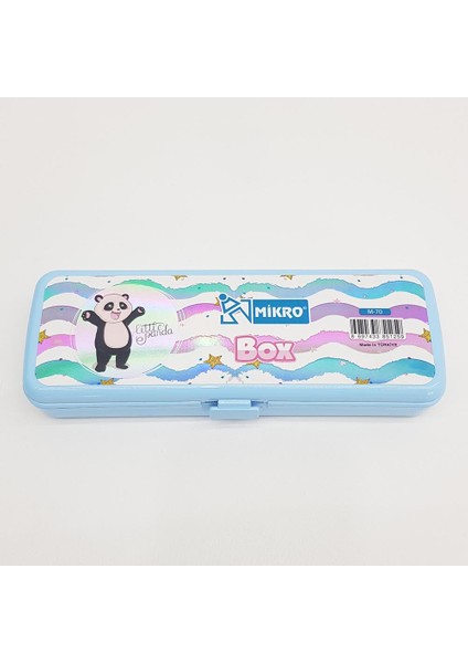 M-70 Tek Bölmeli Panda Temalı Kalem Kutusu Mavi