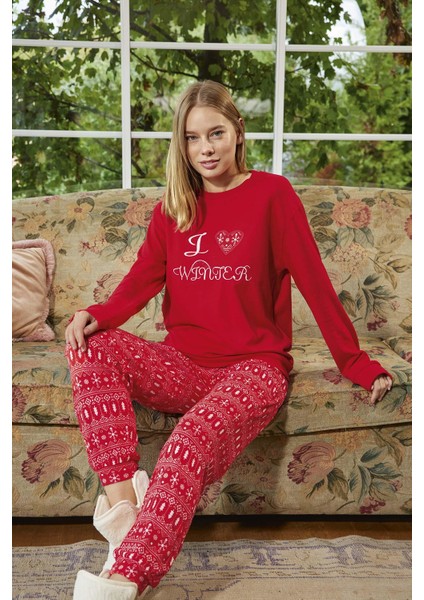 Kadın Termal Kırmızı Pijama Takımı fiyatları