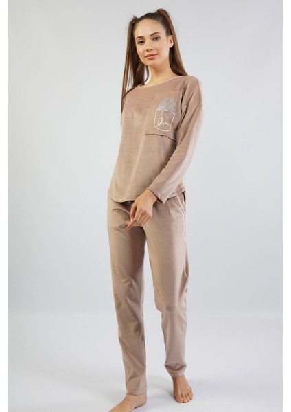 VİENETTA 105160-0000 BAYAN UZUN KOL KADİFE ESPRESSO PİJAMA TAKIMI fiyatları