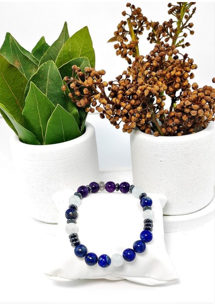 Ametist Lapis Lazuli Hematit Akuamarin Bileklik