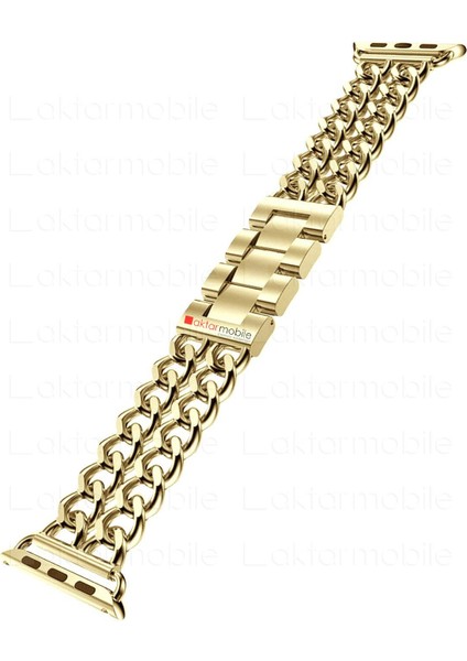 Apple Watch 7 6 Se 5 4 3 2 1 - 42 / 44 / 45 mm Uyumlu Zincirli Metal Kordon Zincir Tasarım Kayış