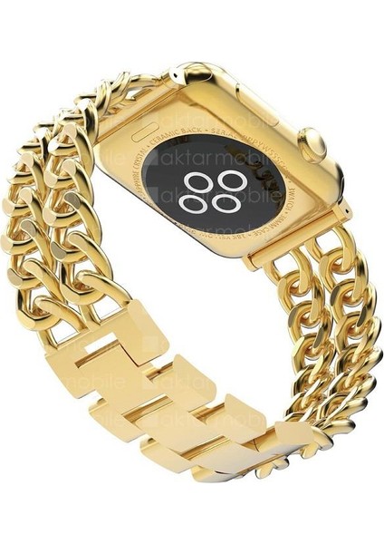 Apple Watch 7 6 Se 5 4 3 2 1 - 42 / 44 / 45 mm Uyumlu Zincirli Metal Kordon Zincir Tasarım Kayış modelleri