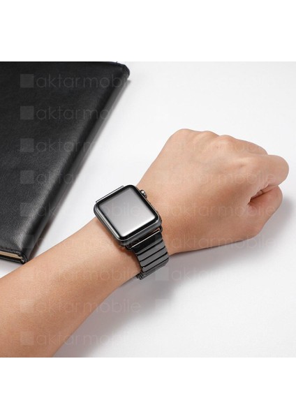 Apple Watch 7 6 Se 5 4 3 2 1 - 38 / 40 / 41 mm Uyumlu Seramik Kordon Baklalı Premium Seramik Kayış