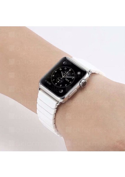 Apple Watch 7 6 Se 5 4 3 2 1 - 38 / 40 / 41 mm Uyumlu Seramik Kordon Baklalı Premium Seramik Kayış