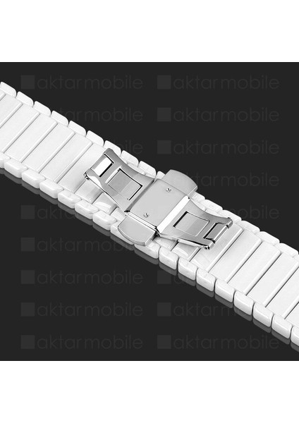 Apple Watch 7 6 Se 5 4 3 2 1 - 38 / 40 / 41 mm Uyumlu Seramik Kordon Baklalı Premium Seramik Kayış