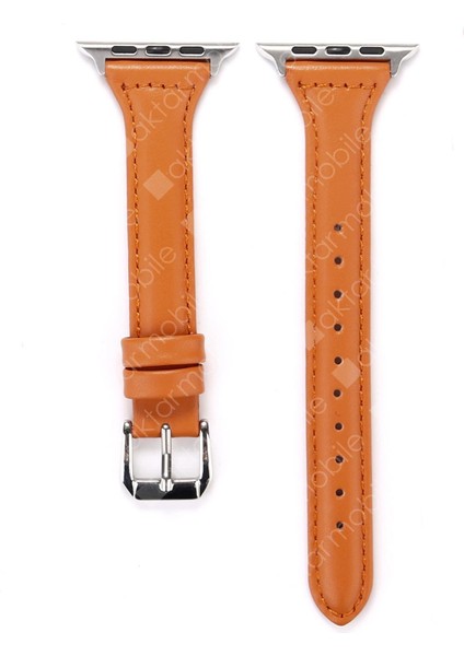Apple Watch 7 6 Se 5 4 3 2 1 - 38 / 40 / 41 mm Uyumlu Deri Kordon Premium Dikişli Ince Deri Kayış