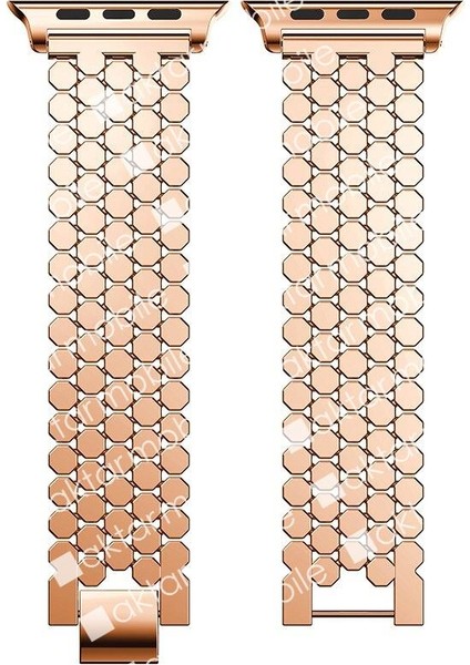 Apple Watch 7 6 Se 5 4 3 2 1 - 38 / 40 / 41 mm Uyumlu Metal Kordon Hegzagonal Tasarım Premium Kayış fiyatları