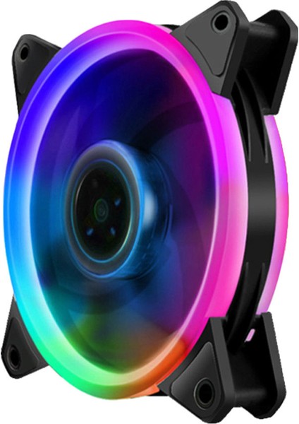1pack 12 cm LED Pc Fan Soğutucu Bilgisayar Soğutma Için 4 Pin 1100RPM-RENKLI 4 Renkli Işık Döngü