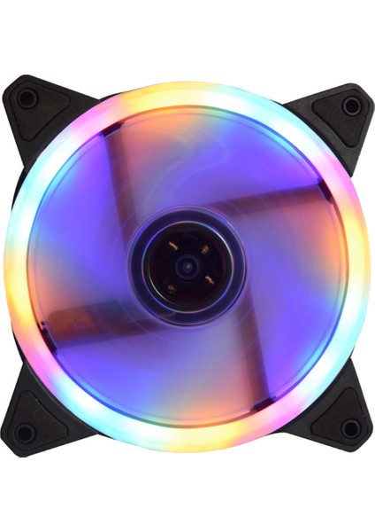 1pack 12 cm LED Pc Fan Soğutucu Bilgisayar Soğutma Için 4 Pin 1100RPM-RENKLI 4 Renkli Işık Döngü