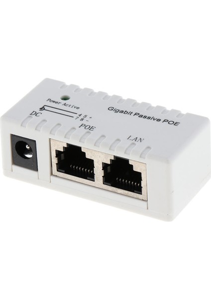 Pasif Poe Enjektör Gigabit Ethernet Poe Adaptörü LED RJ45 Konektörü 12-52V