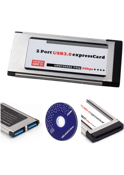 34MM Express Kart Expresscard 2 Port USB 3.0 Laptop Dizüstü Bilgisayar Için Adaptör